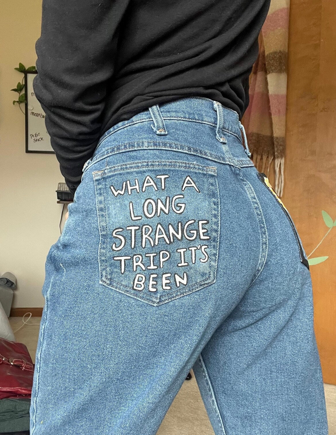 Trippy Sunflower Jeans / 36x30 Men’s / Hand Painted