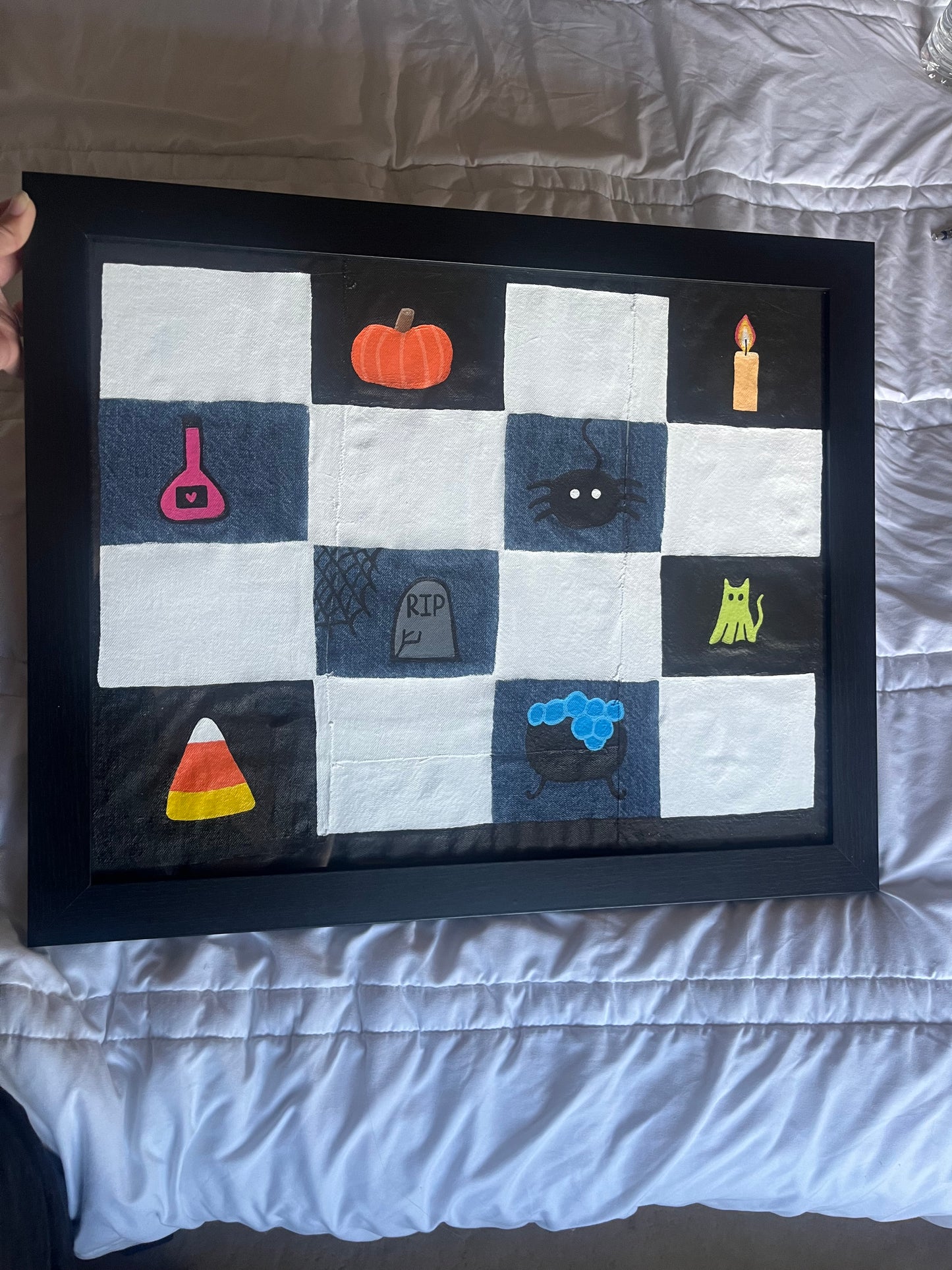 Halloween Checker Board / 16x20 / Denim Decor