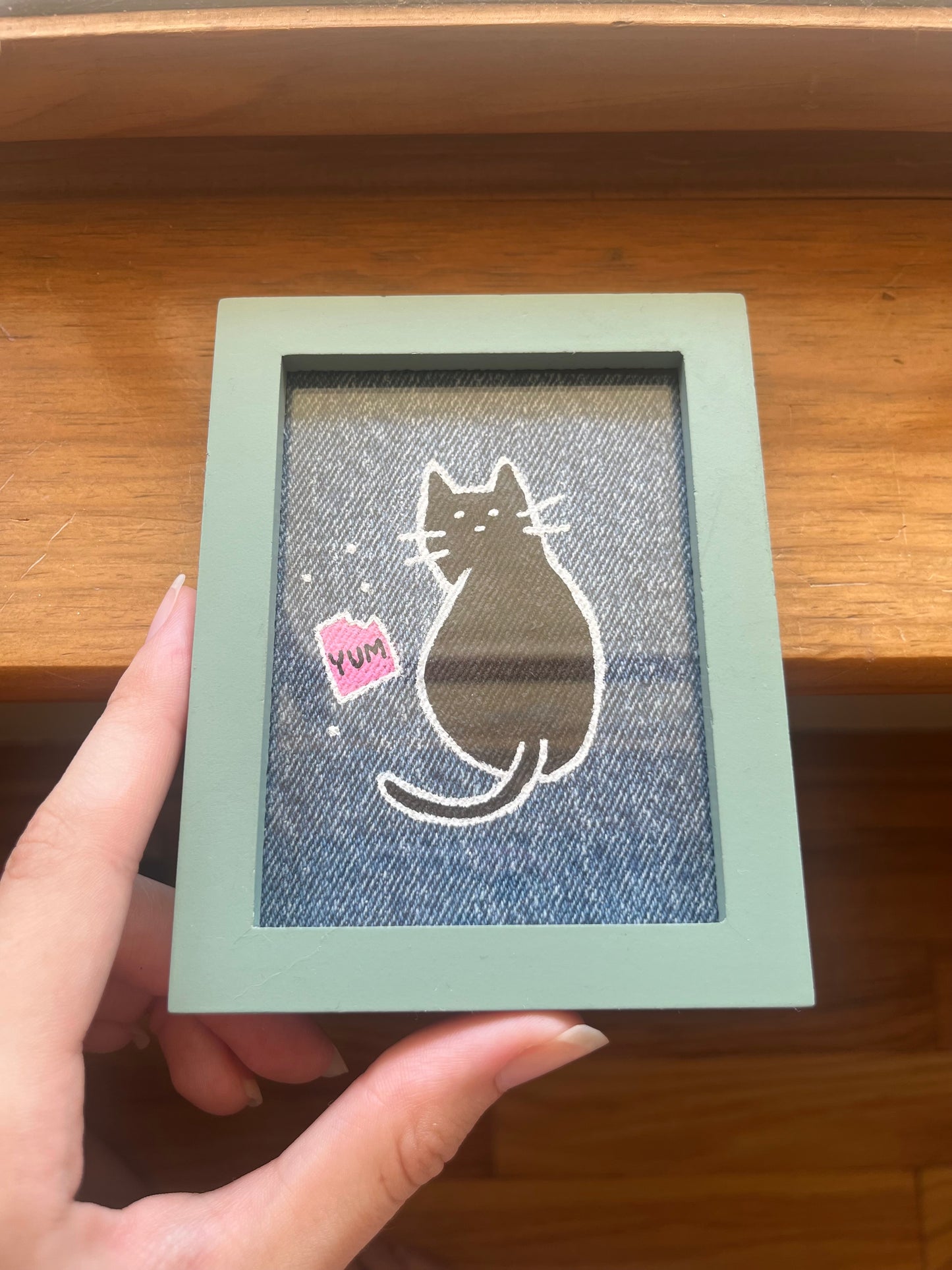 Caught In The Act / 3 x 4in / Denim Decor