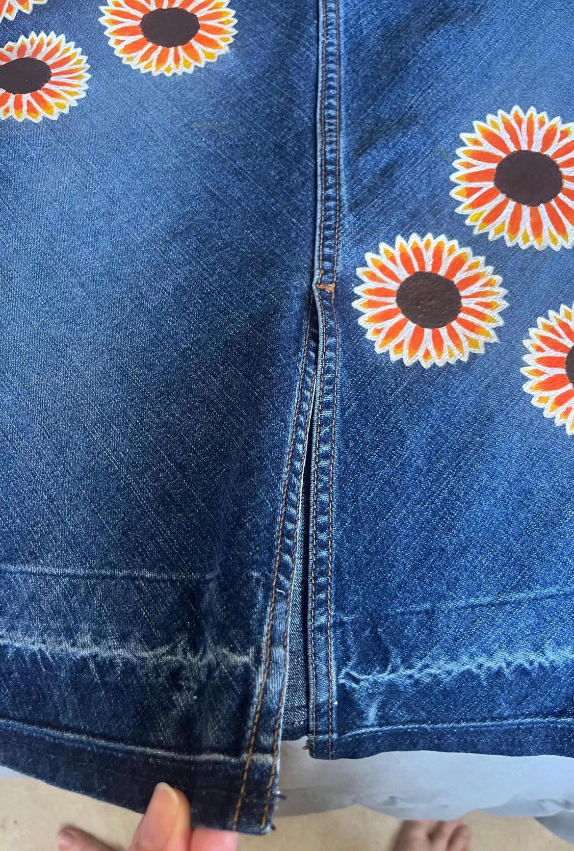 Sunflower Skirt / Size 0 / Hand Painted