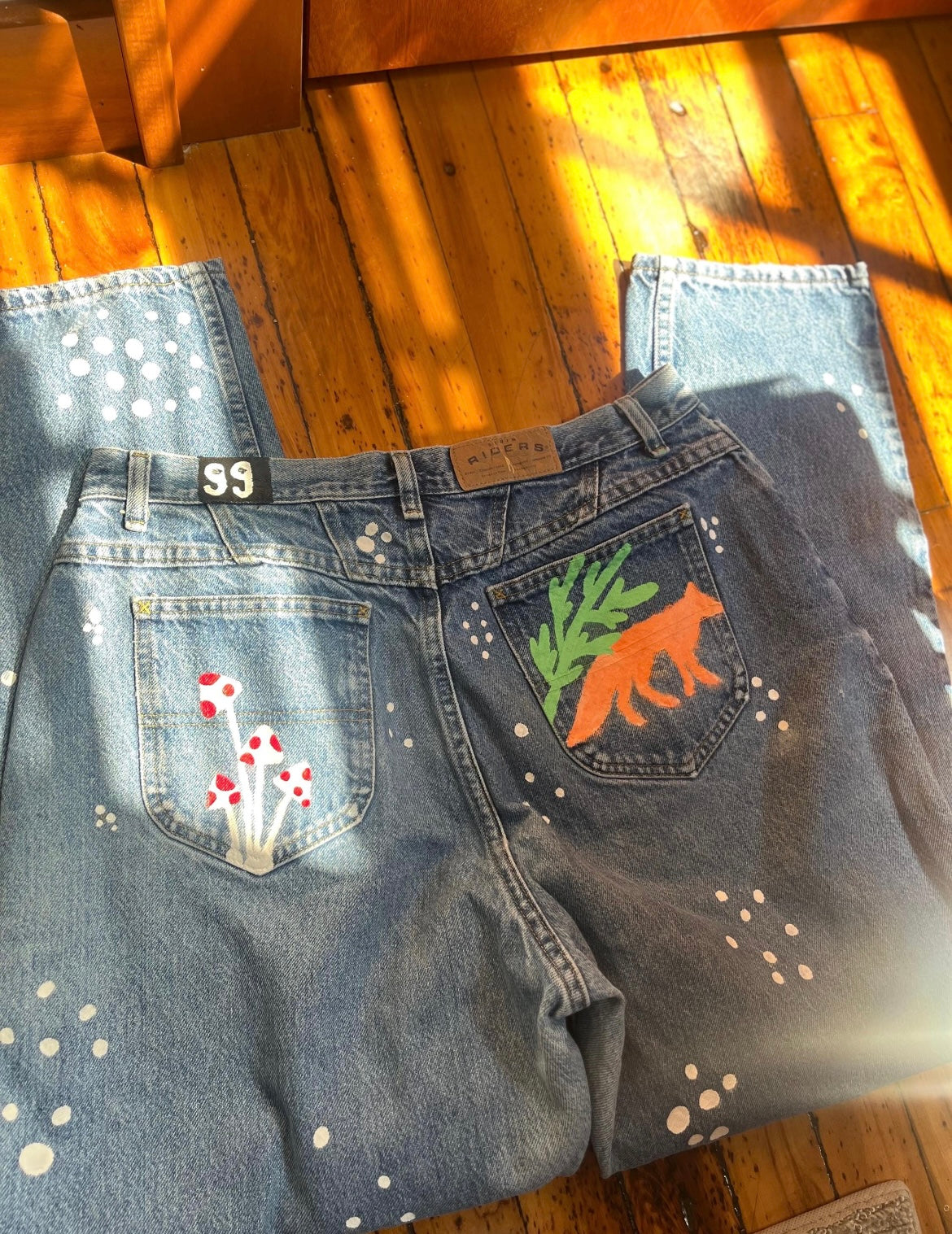 Whimsical Schtuff / 8x7 / Hand painted / Denim Decor
