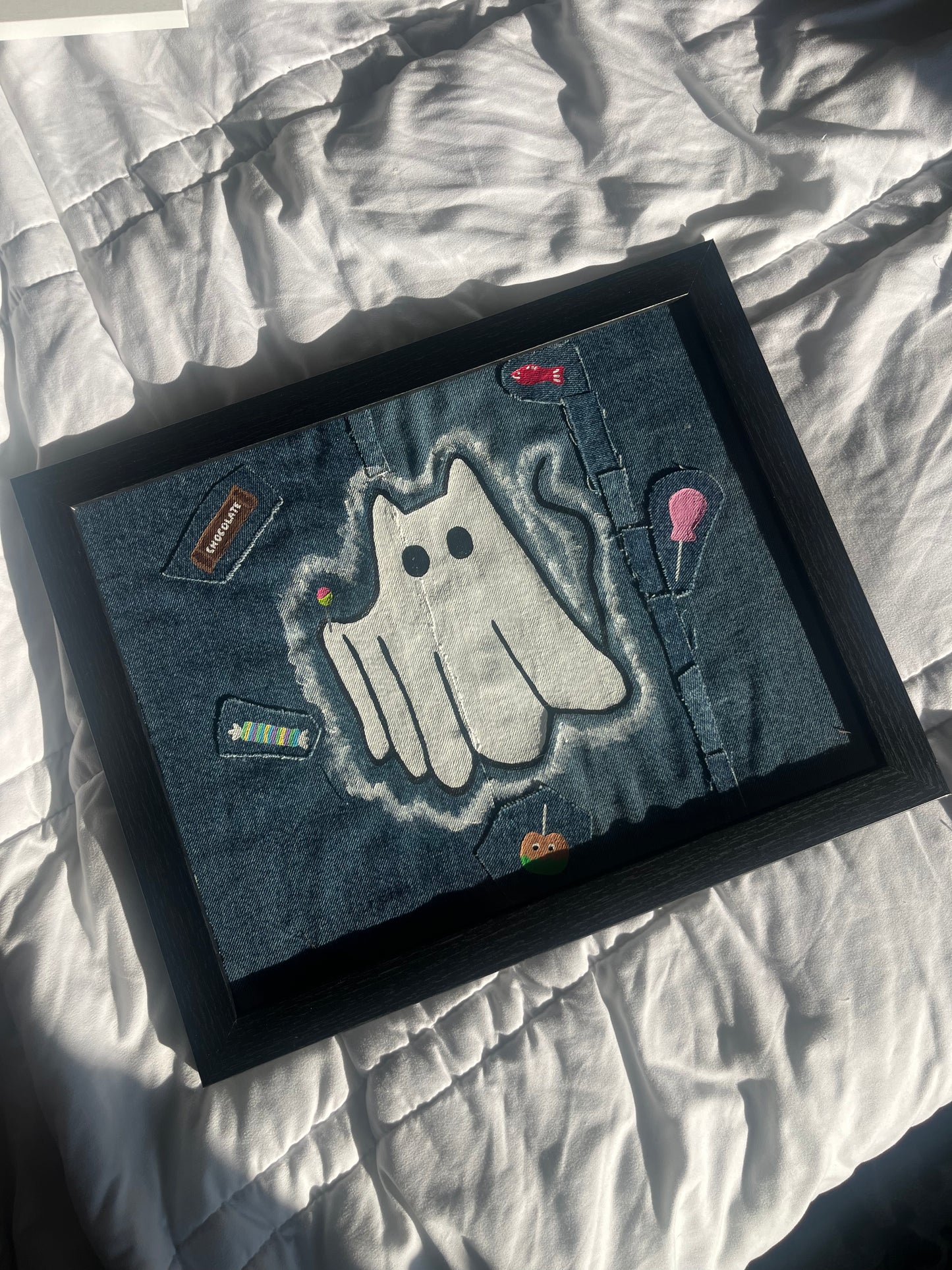It’s a Ghost Kitty! / 11 x 14 / Denim Decor