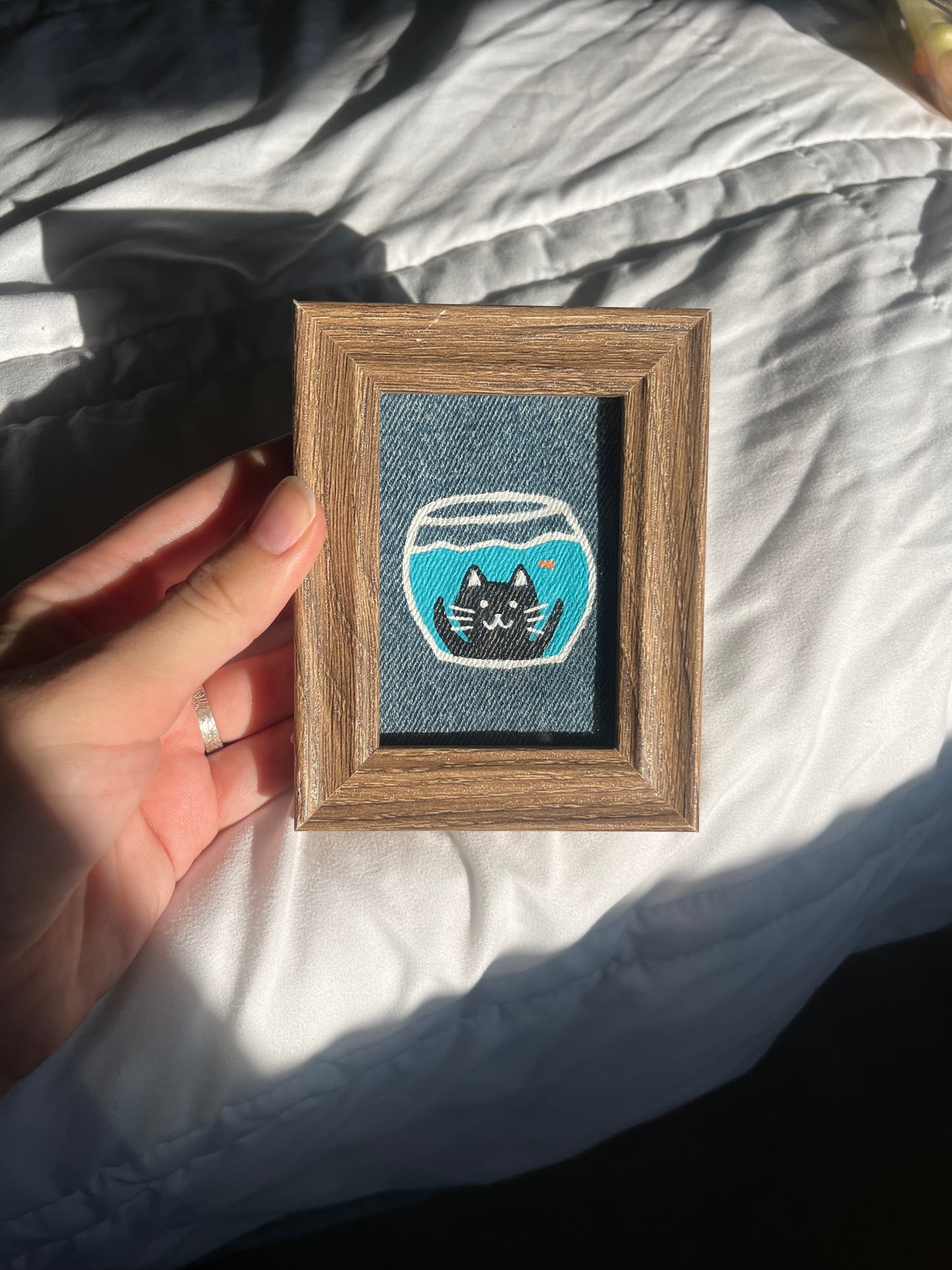 I see you! Kitty / 3 x 4in / Denim Decor