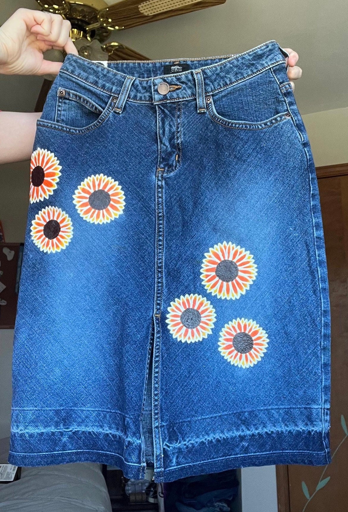 Sunflower Skirt / Size 0 / Hand Painted