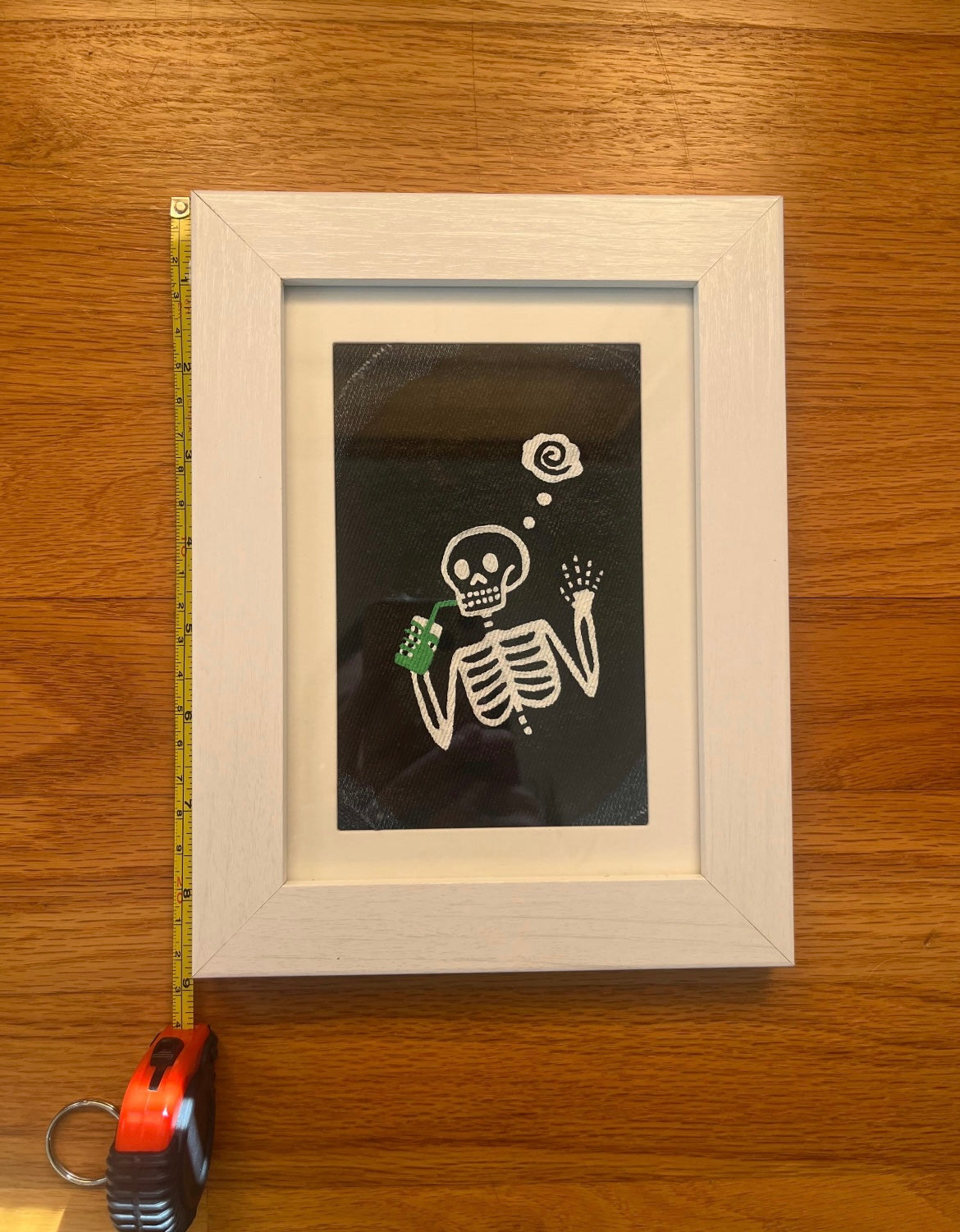 Drinking Skeleton Wall Decor / 5x7 / Denim Decor