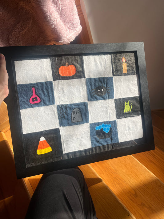 Halloween Checker Board / 16x20 / Denim Decor