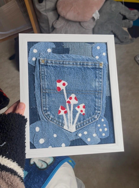 Whimsical Schtuff / 8x7 / Hand painted / Denim Decor