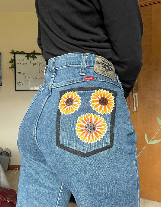Trippy Sunflower Jeans / 36x30 Men’s