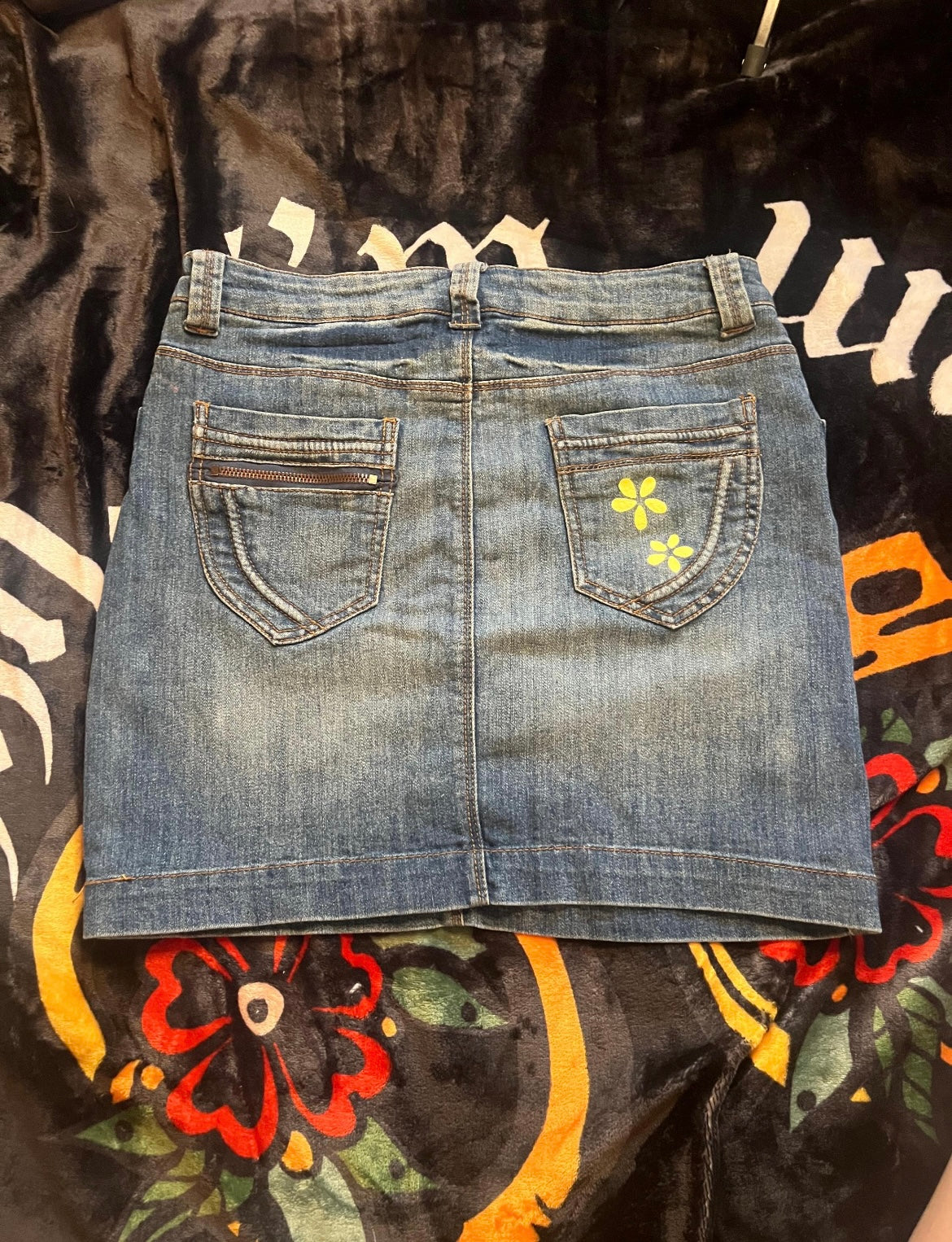 Y2K Butterfly Skirt / Size 8 / Hand Painted / Mini Skirt