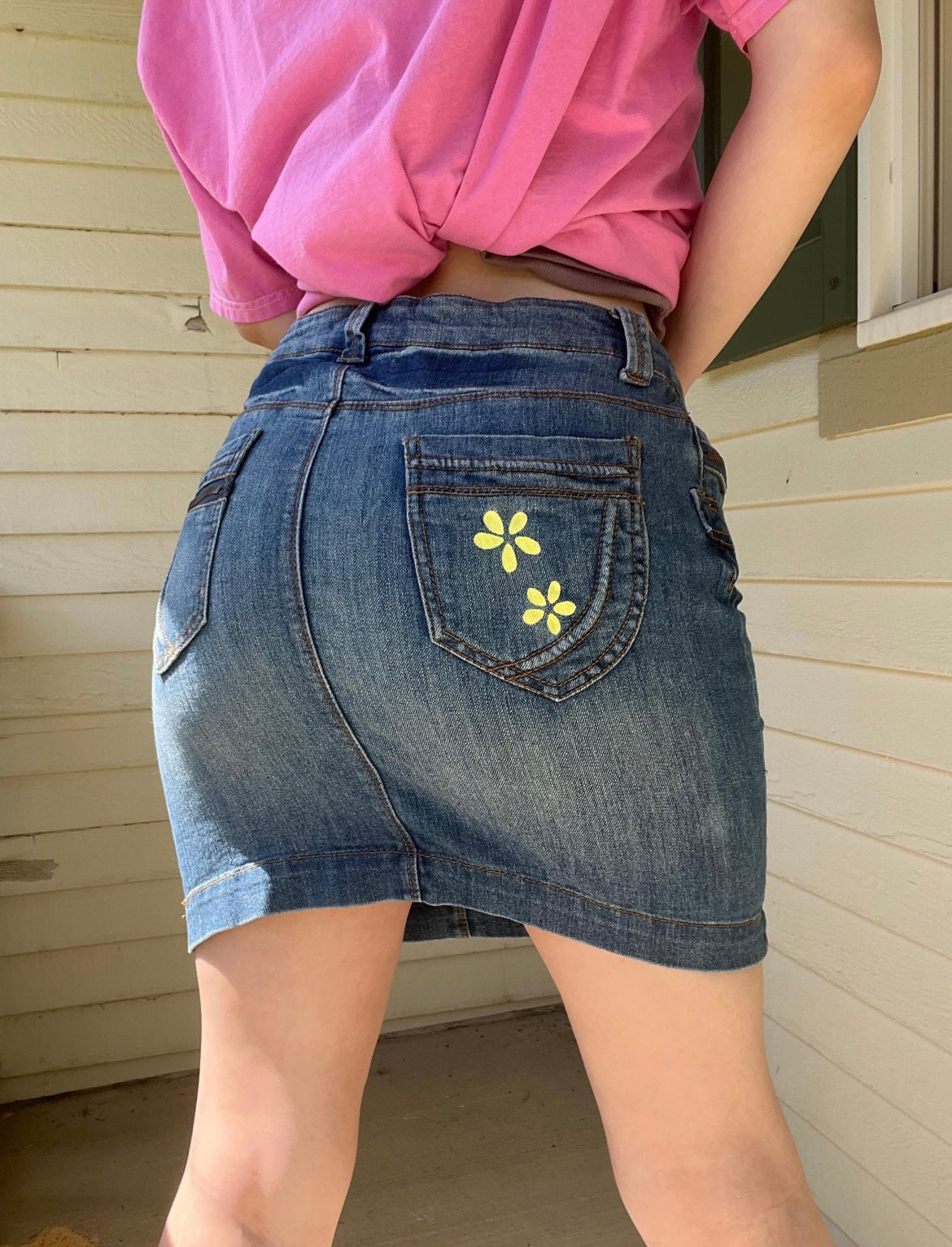 Y2K Butterfly Skirt / Size 8 / Hand Painted / Mini Skirt