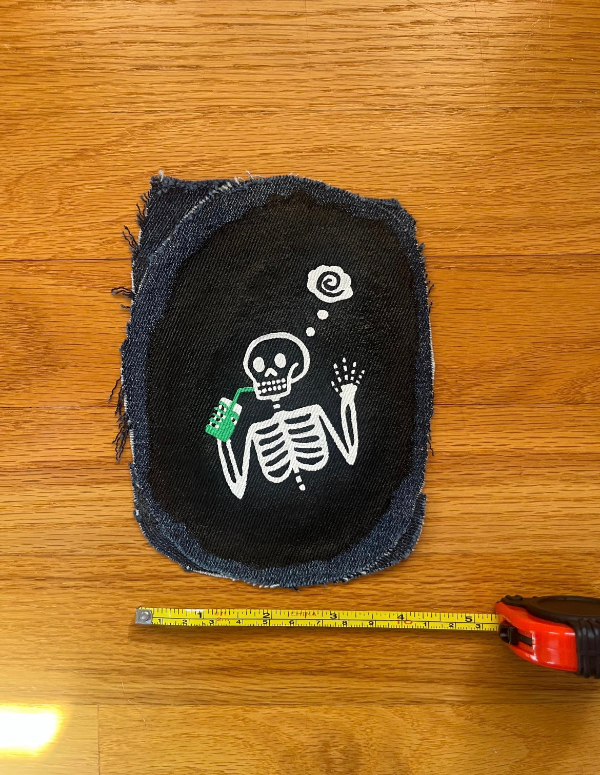 Drinking Skeleton Wall Decor / 5x7 / Denim Decor