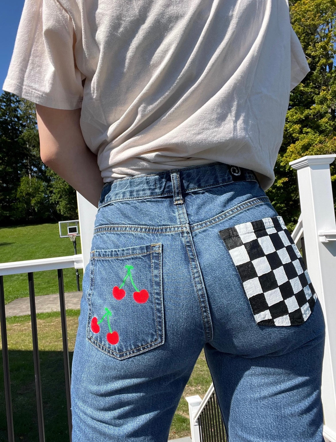 Cherries and Checkers Jeans / Size 16