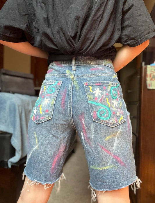 I’m a 90s Kid Shorts / Size 16/33 / Hand Painted