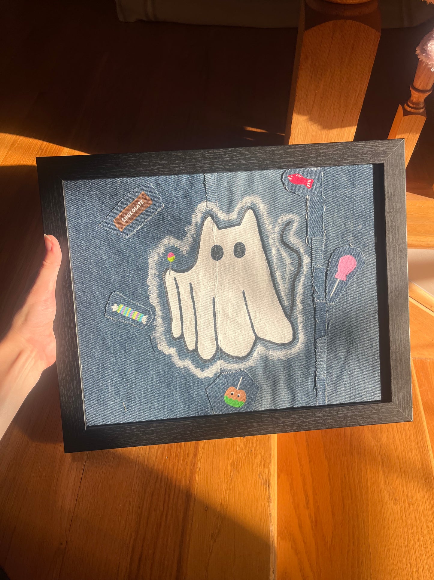It’s a Ghost Kitty! / 11 x 14 / Denim Decor