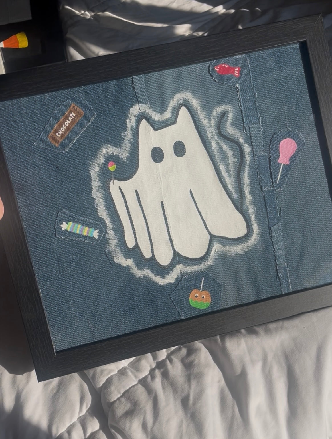 It’s a Ghost Kitty! / 11 x 14 / Denim Decor