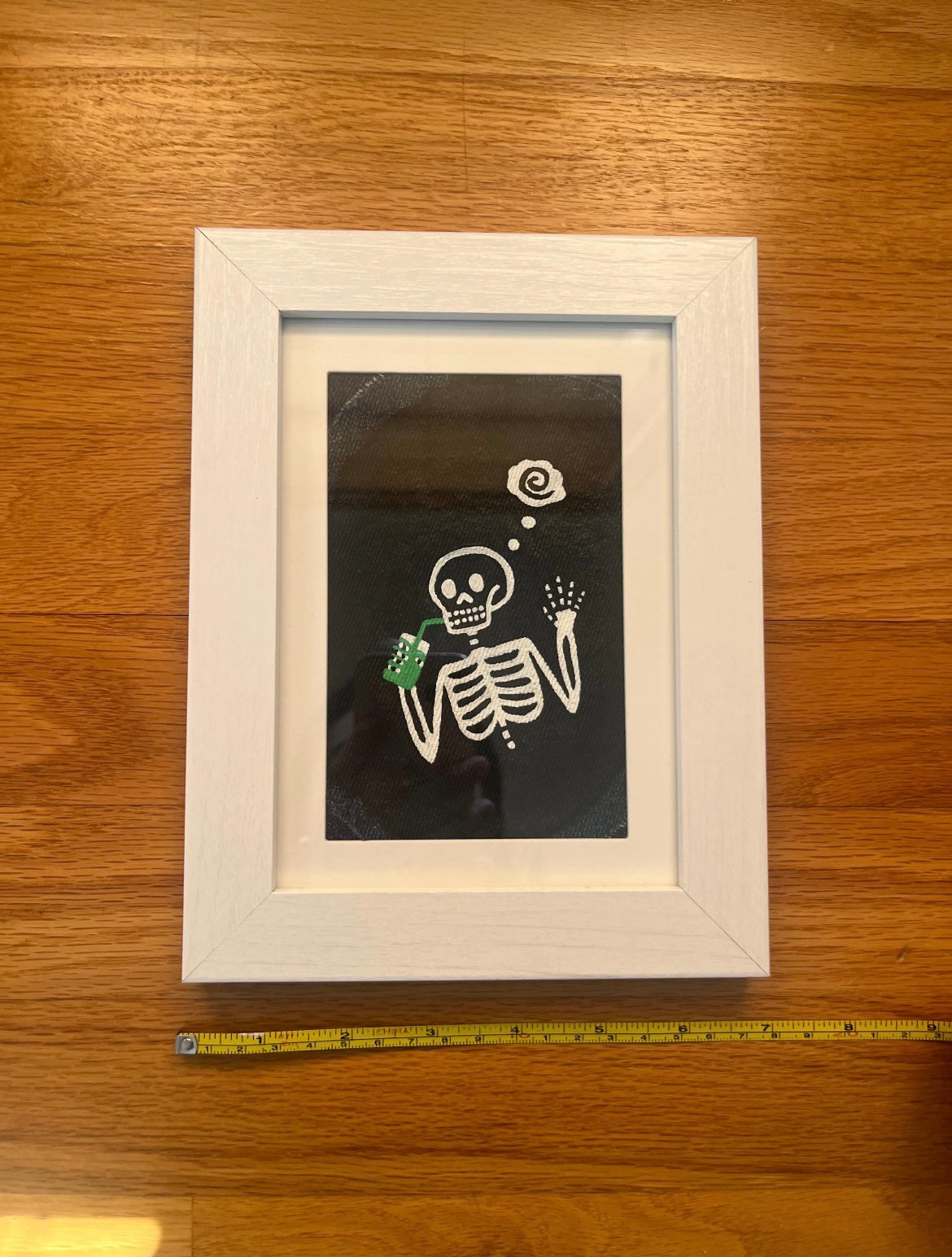 Drinking Skeleton Wall Decor / 5x7 / Denim Decor