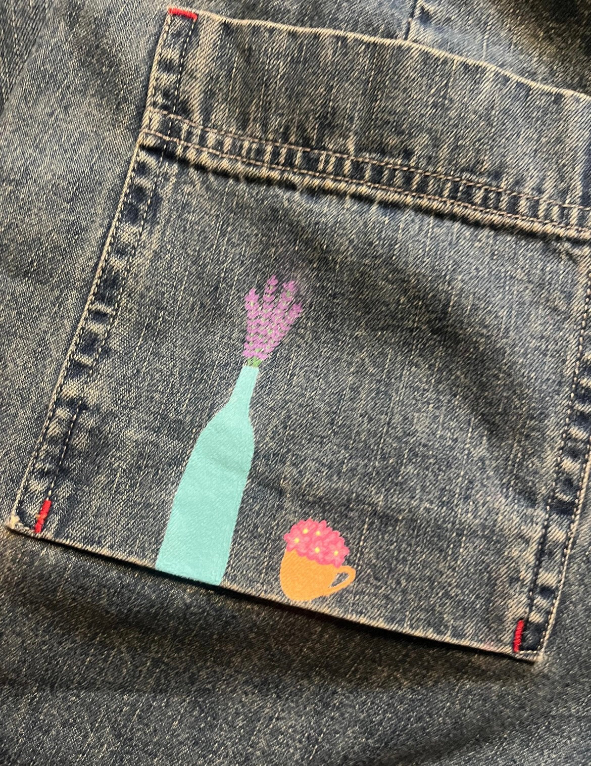 Plant Girl Capris / Size 8 / Waist Tie / Handpainted
