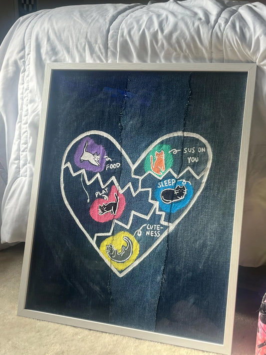 The Heart Of A Cat / 11x14 / Denim Decor