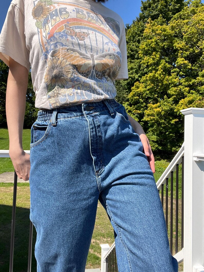 Asymmetrical Swirls Jeans / Size 10 / Hand Painted