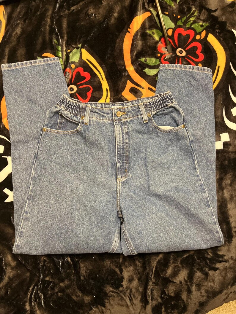 Asymmetrical Swirls Jeans / Size 10 / Hand Painted